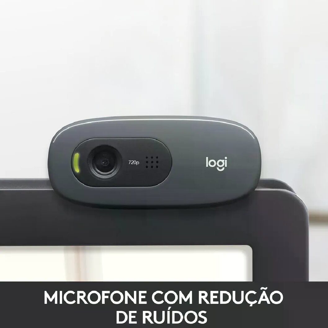 Webcam HD Logitech C270 com Microfone Embutido e 3 MP para Chamadas e Gravações em Vídeo Widescreen