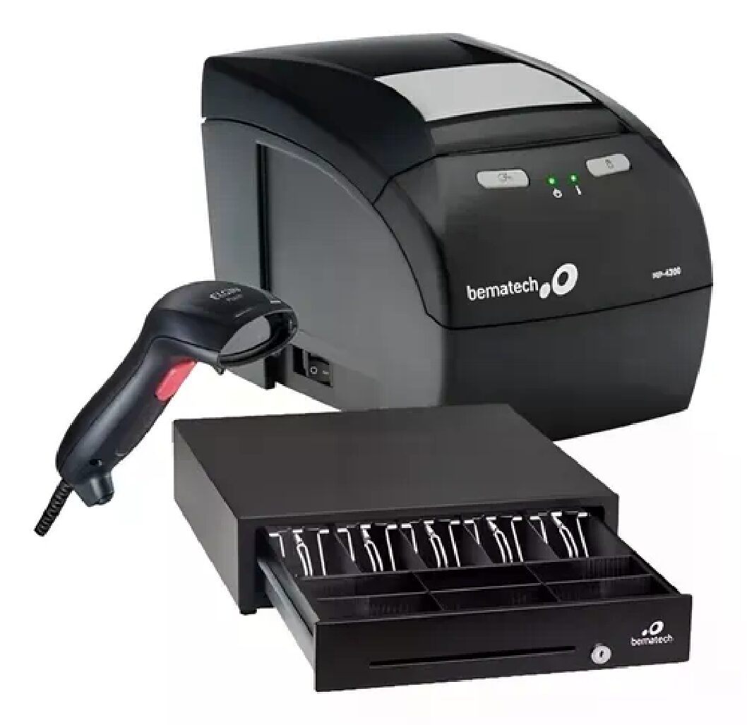 Kit Automação Comercial: Impressora de cupom não fiscal Bematech+ Leitor de Código de Barras+ Gaveta de Dinheiro